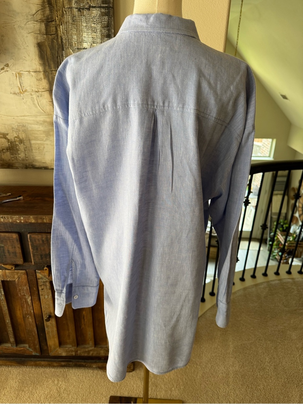 Anthropologie Maeve Linen Buttondown Shirt in Powder Periwinkle - size M - Picture 8 of 13